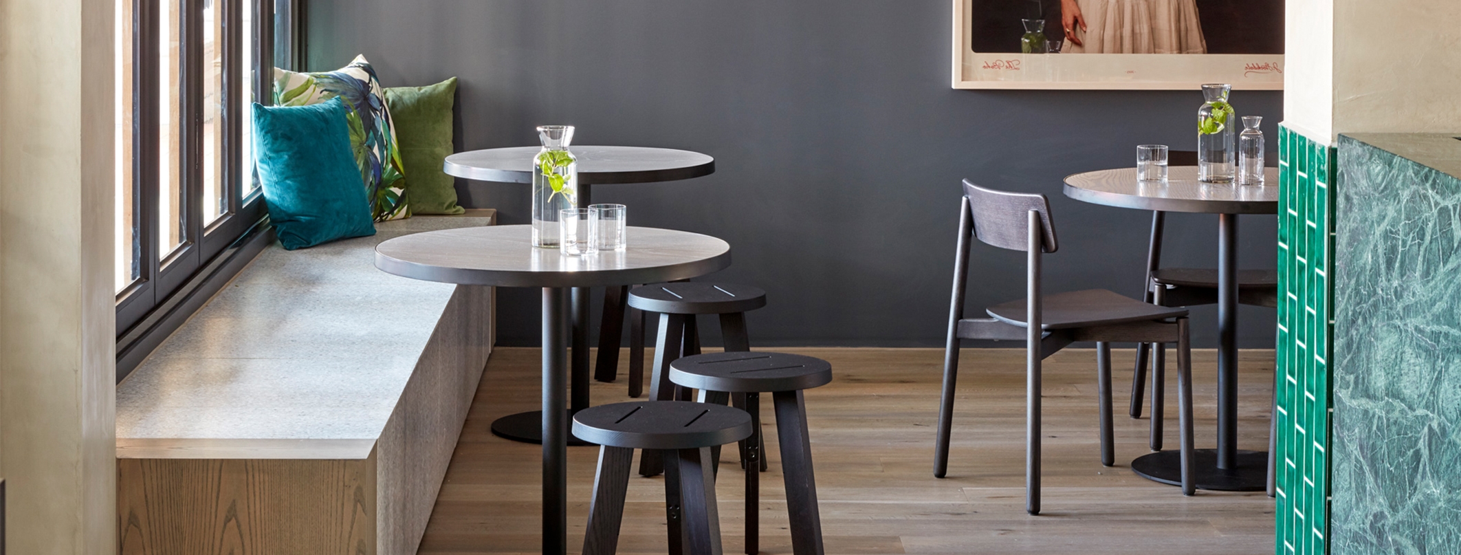 furniture, table, dining table, interior design, chair, tabletop, home decor, dining room, cup, restaurant