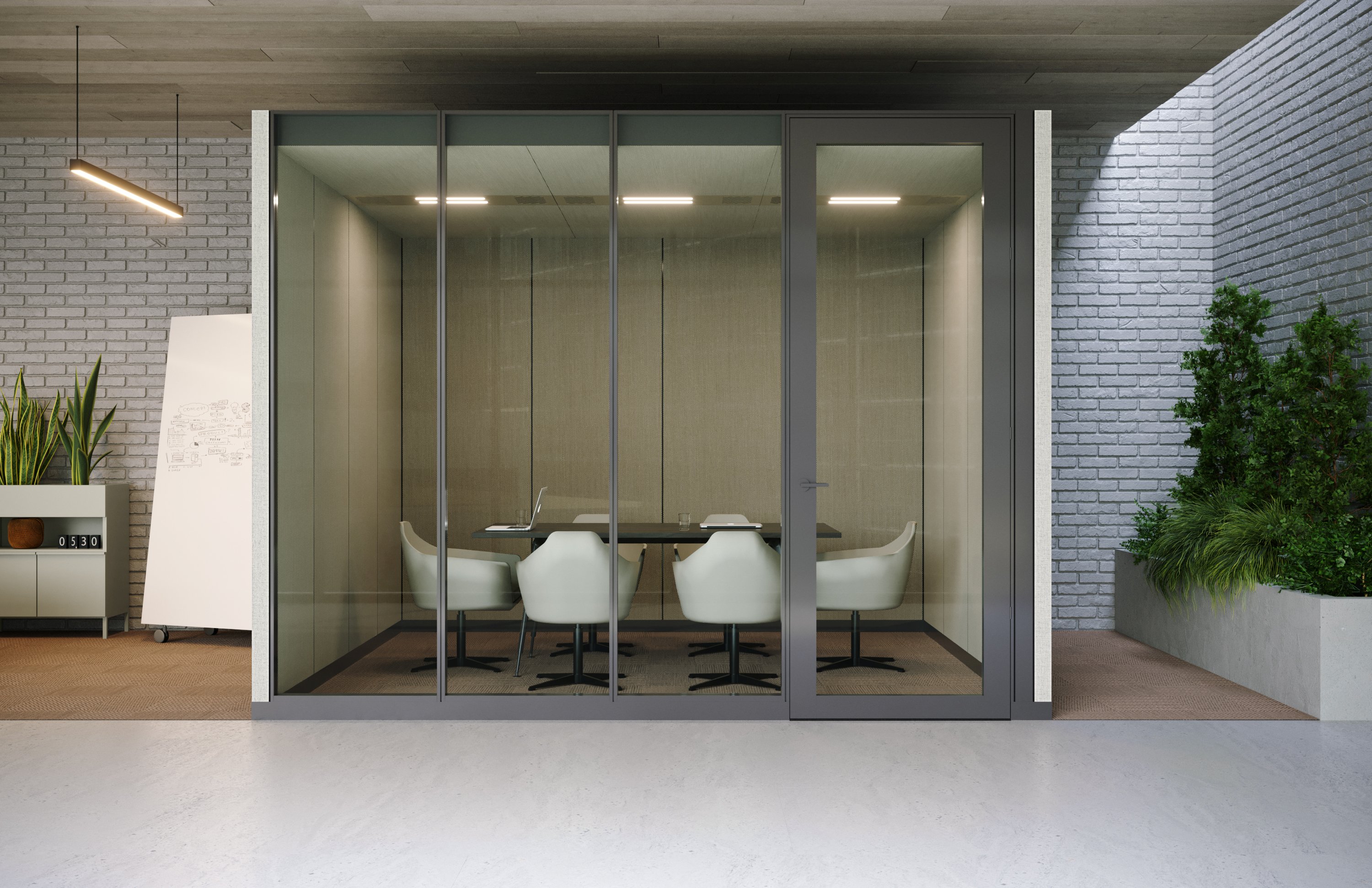door, chair, furniture, lamp, sliding door, indoors, white board, interior design