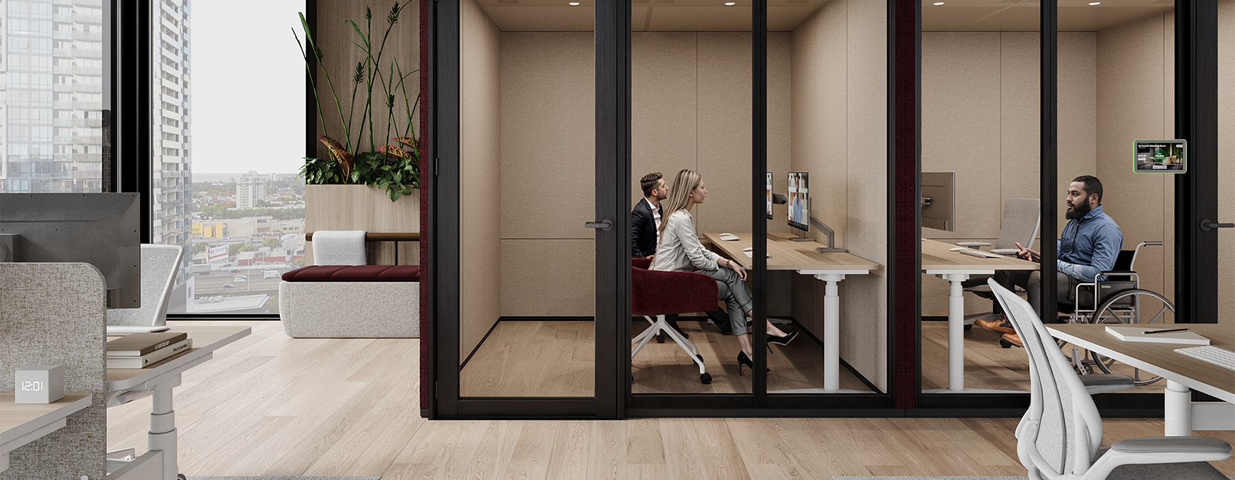 door, adult, female, person, woman, table, dining table, chair, interior design, plant