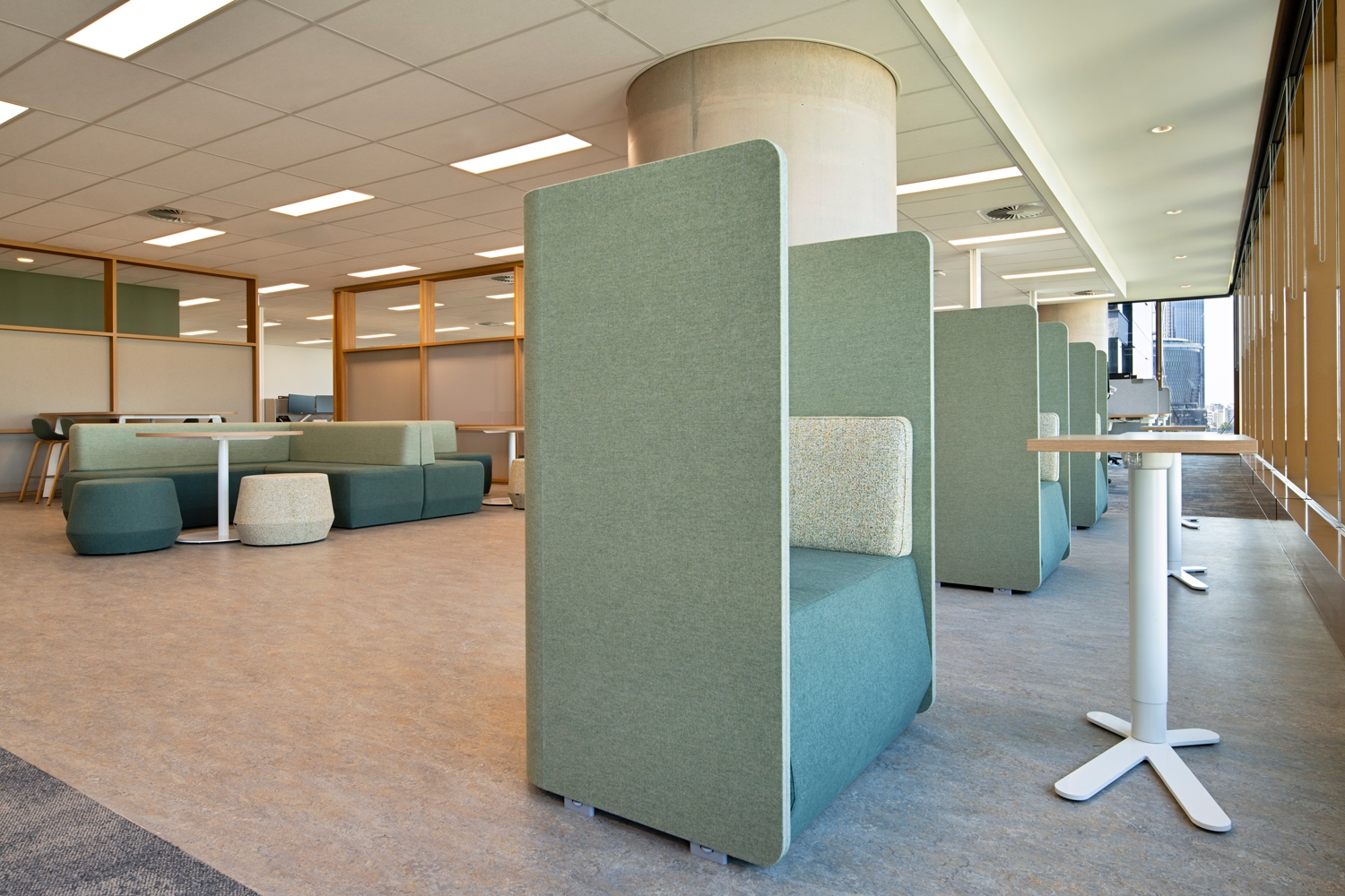 furniture, table, desk, indoors, couch, floor, flooring