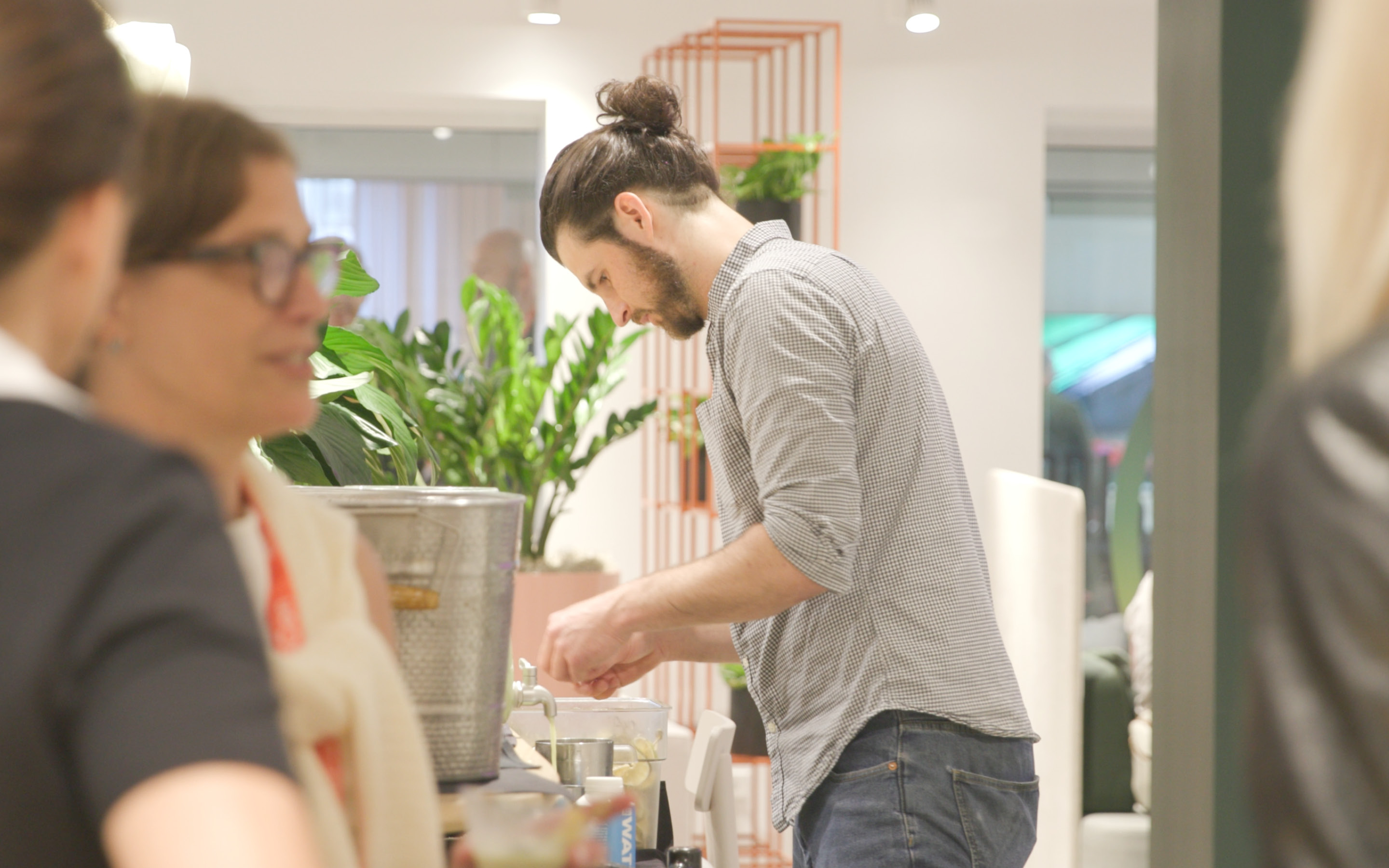 adult, male, man, person, accessories, glasses, plant, indoors, face, head